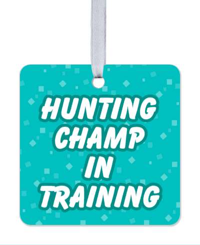 hunting champ in training teal stickers, magnet