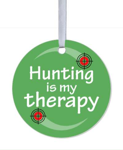 hunting is my therapy green circle moving targets stickers, magnet