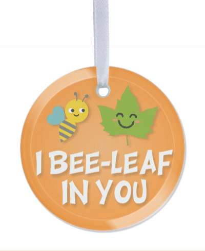 i bee leaf in you believe orange stickers, magnet