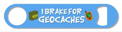 i brake for geocaches gps handheld geocache box treasure blue stickers, magnet