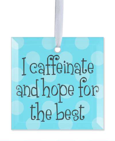 i caffeinate and hope for the best light blue polka dots stickers, magnet
