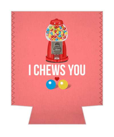 i chews you bubble gumballs heart vending machine pun stickers, magnet