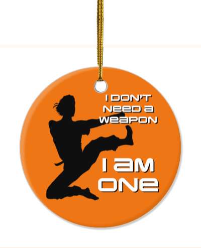 i dont need a weapon i am one martial arts orange stickers, magnet