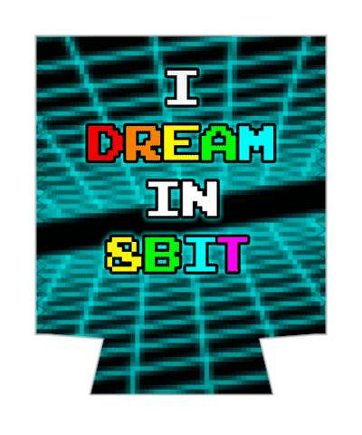 i dream in 8bit colorful pixel grid art stickers, magnet