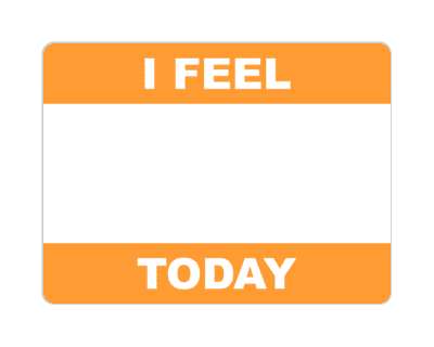 i feel blank today write in blank orange stickers, magnet