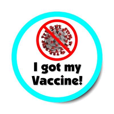 i got my vaccine aqua red slash covid pandemic stickers, magnet