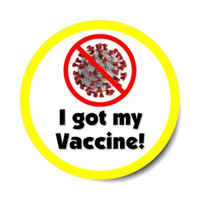 i got my vaccine yellow red slash covid stickers, magnet