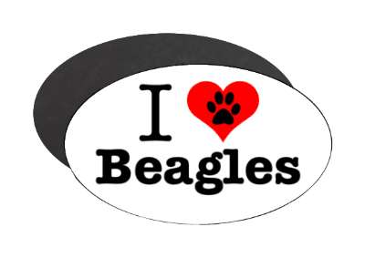 i heart love beagles stickers, magnet