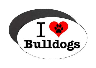 i heart love bulldogs stickers, magnet