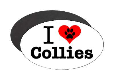 i heart love collies stickers, magnet