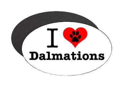i heart love dalmations stickers, magnet