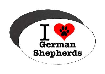 i heart love german shepherds paw print stickers, magnet