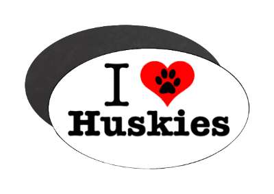 i heart love huskies stickers, magnet