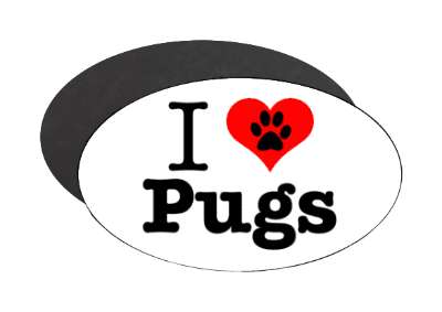 i heart love pugs stickers, magnet