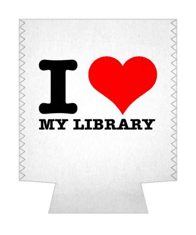 i heart my library love red white black stickers, magnet