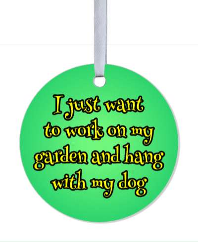 i just want to work on my garden and hang with my dog green gradient stickers, magnet