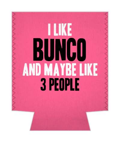 i like bunco and maybe like three people bold tall pink stickers, magnet