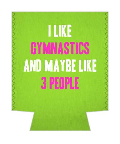 i like gymnastics and maybe like three people green pink white stickers, magnet