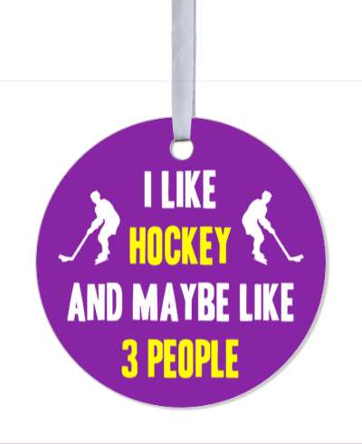 i like hockey and maybe like three people purple player silhouettes stickers, magnet