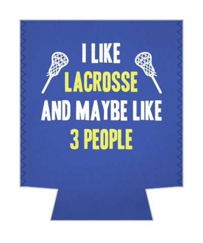 i like lacrosse and maybe like three people blue white yellow stickers, magnet