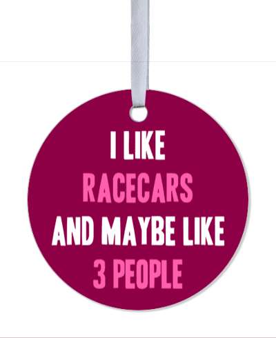 i like racecars and maybe like three people funny saying stickers, magnet