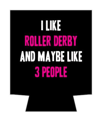 i like roller derby and maybe like three people black pink white stickers, magnet