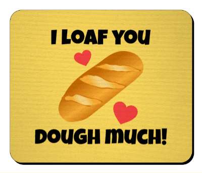 i loaf you dough much bread pun red hearts stickers, magnet