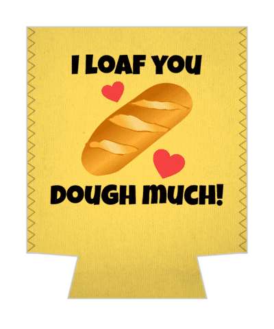 i loaf you dough much bread wordplay hearts love pun stickers, magnet