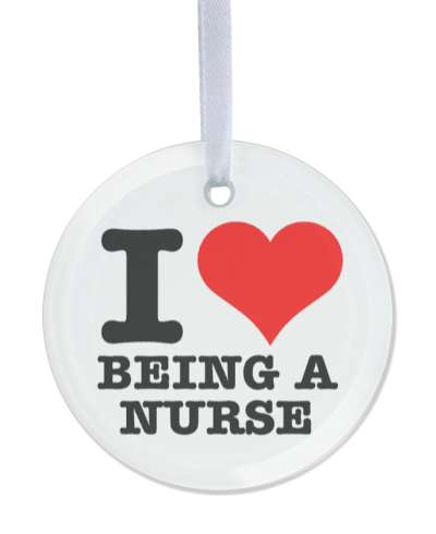 i love being a nurse red heart white stickers, magnet