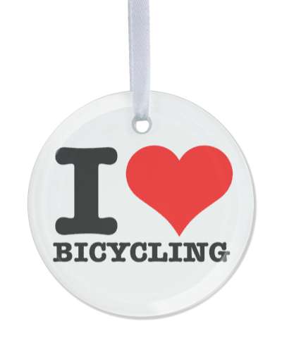 i love bicycling red heart stickers, magnet