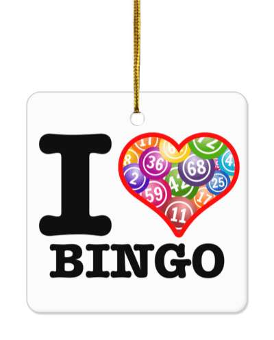 i love bingo heart filled with bingo balls colorful stickers, magnet