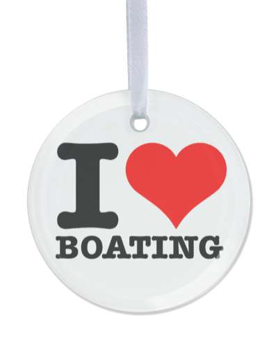 i love boating red heart stickers, magnet