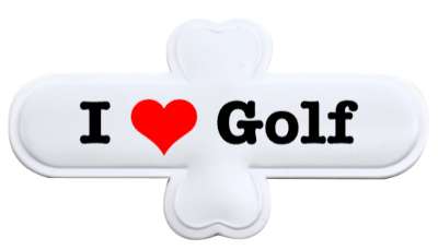 i love golf heart dedication stickers, magnet