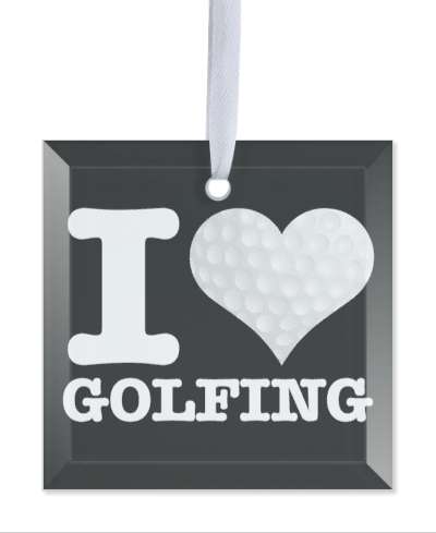 i love golfing heart made of golfball black stickers, magnet