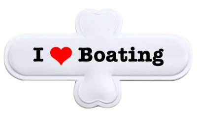 i love heart boating stickers, magnet