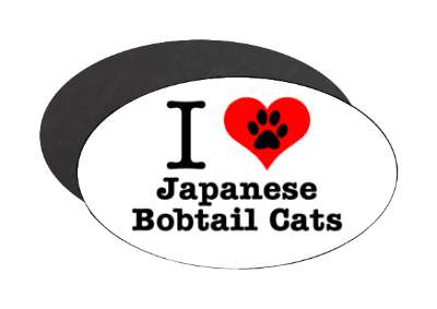 i love heart japanese bobtail cats stickers, magnet