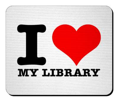 i love my library red heart cute stickers, magnet
