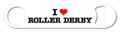 i love roller derby heart red white stickers, magnet