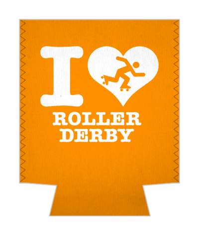 i love roller derby orange white stickers, magnet