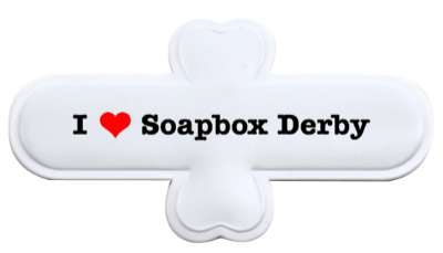 i love soapbox derby heart racing stickers, magnet