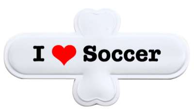 i love soccer heart stickers, magnet