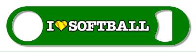 i love softball heart ball green yellow white stickers, magnet