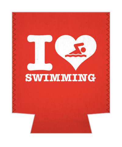 i love swimming heart with swimming symbol red stickers, magnet