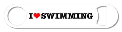 i love swimming white black red heart stickers, magnet