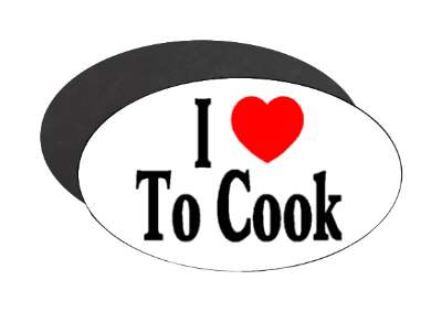 i love to cook heart red stickers, magnet