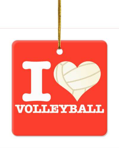 i love volleyball heart made of ball red stickers, magnet