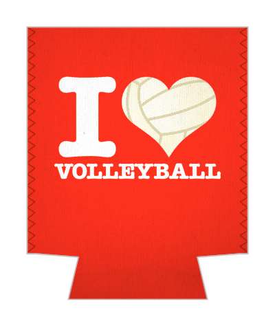i love volleyball heart shape red white stickers, magnet