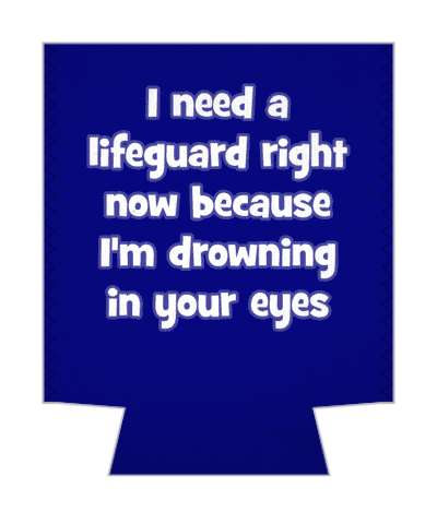 i need a lifeguard right now because im drowning in your eyes pickup line stickers, magnet