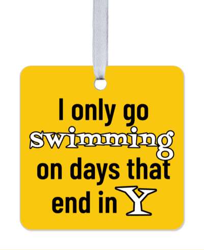 i only go swimming on days that end in y yellow orange stickers, magnet