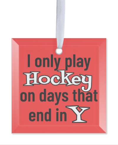 i only play hockey on days that end in y red stickers, magnet
